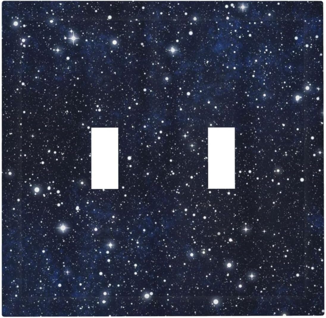 Decorative Light Switch Cover Night Sky Star Cosmic Starry Fantasy Galaxy Universe Space Double Toggle Switchplate 2 Gang Personalized Wall Plate Switchcovers Decora Light Switch Plate