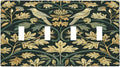 Light Switch Covers William Morris Vintage Botanical Birds Golden Green Leaves Quad Toggle Electrical Faceplate 4 Gang Wall Plate Decorative Switch Plates for Bedroom Home Decor
