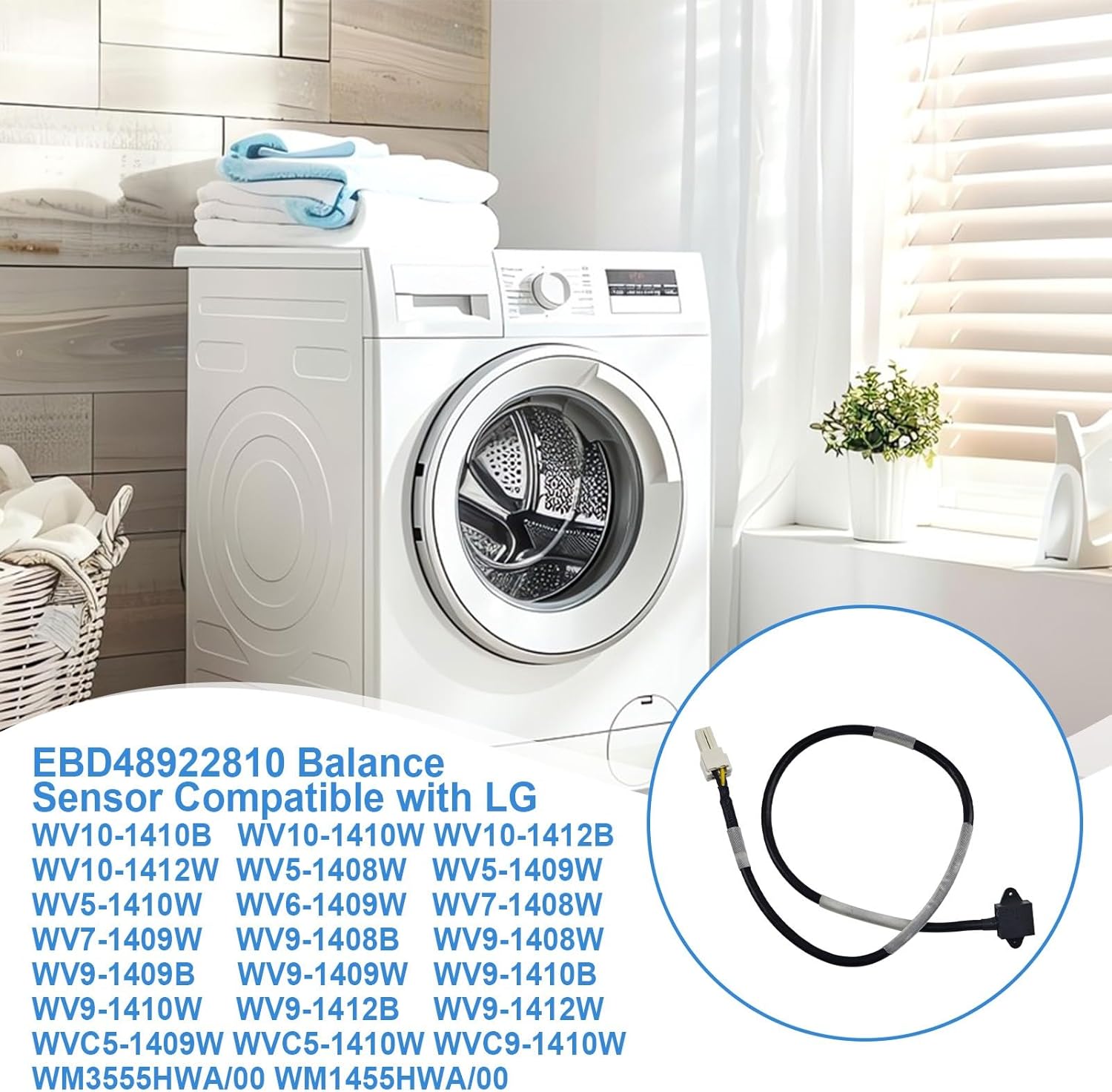 EBD48922810 Washing Machine Balance Sensor Fits for LG Vibration Sensor WM3555HWA/00 WM1455HWA/00 WV10-1410B WV10-1410W WV10-1412B Washer Balance Sensor Switch 3D Sensor CY120