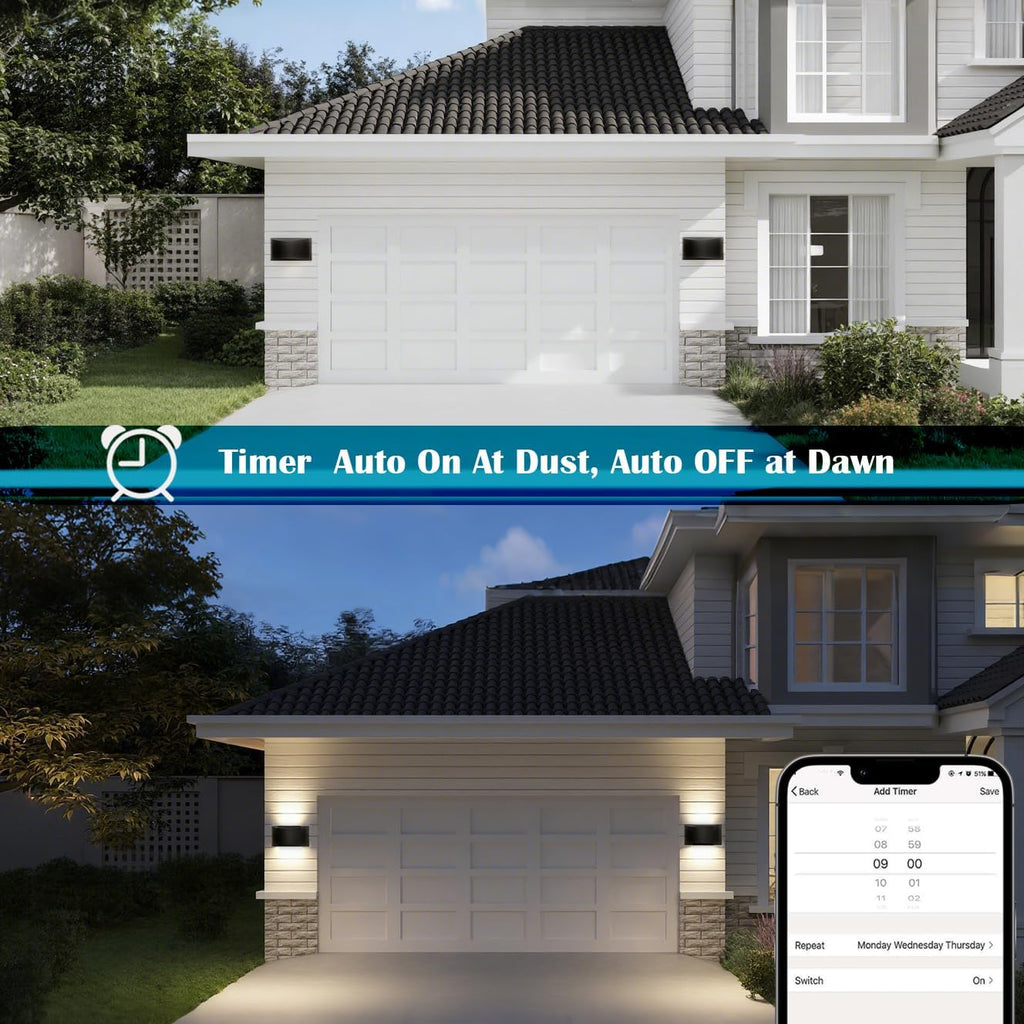 Smart RGB and Double White Outdoor Wall Sconces, WiFi Modern Wall Lights with App & Voice Control, Music Sync, IP65 Waterproof Up Down Lights for Indoor or Outdoor Porch Patio Garage