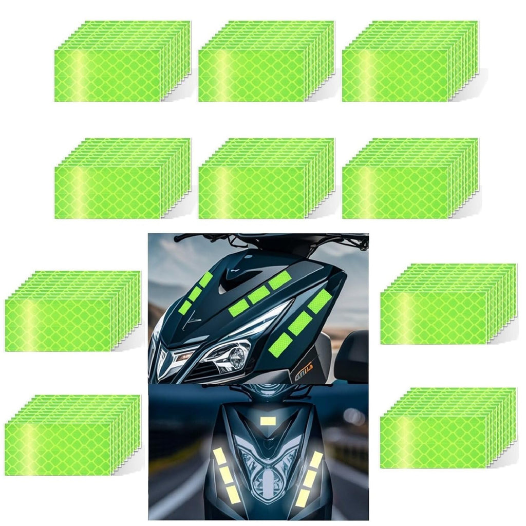 Non Fading Fluorescent Yellow Reflective Stickers 1 inch X 2 inch, Outdoor Waterproof High Visibility Safety Adhesive Reflector (100 Pcs)