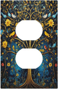 Gold Tree With Birds Flowers on Branches Light Switch Cover 1 Gang Outlet Plate Single Duplex Wall Plate Covers Decorative Switchplate Covers Electrical Faceplate for Home Decor