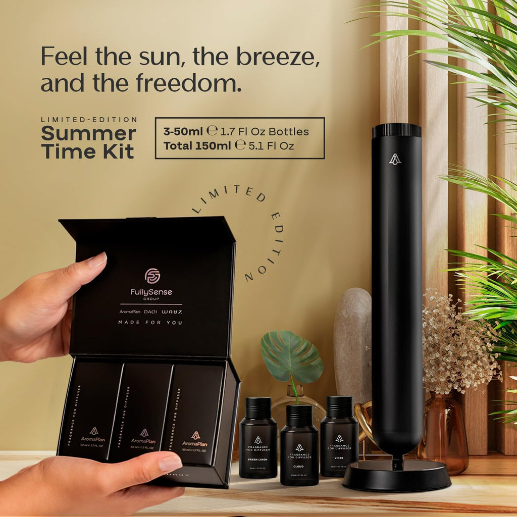 AromaPlan Home Summer Time Collection Scents,Hotel Premium Collection Set- 5 Star Hotel Collection- Natural, Non-Toxic Cold Air Diffuser Oil- Gift Ready, Diffuser Oils Scent (3 Pack/1.7 fl.oz (50 ml)