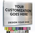 Custom Metal Signs, Personalized Aluminum, Safety Signs - Waterproof Outdoor Business - White Aluminum (Silver Brushed, 18x12 In)