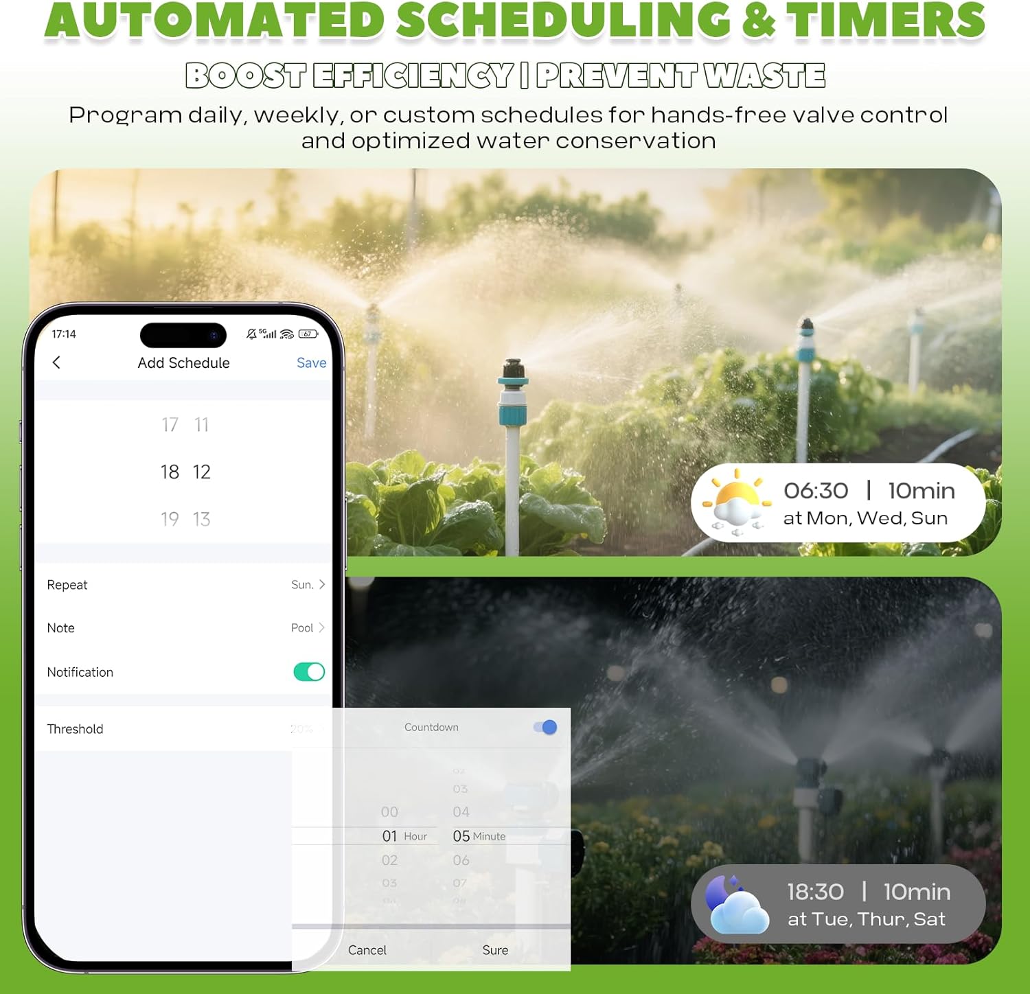 Smart Motorized Ball Valve with Remote Control- Automatic Water Shut-Off, 0-100% Adjustable Flow, Programmable Timer, Real-Time Monitoring (Stainless Steel, DN20 (3/4''))