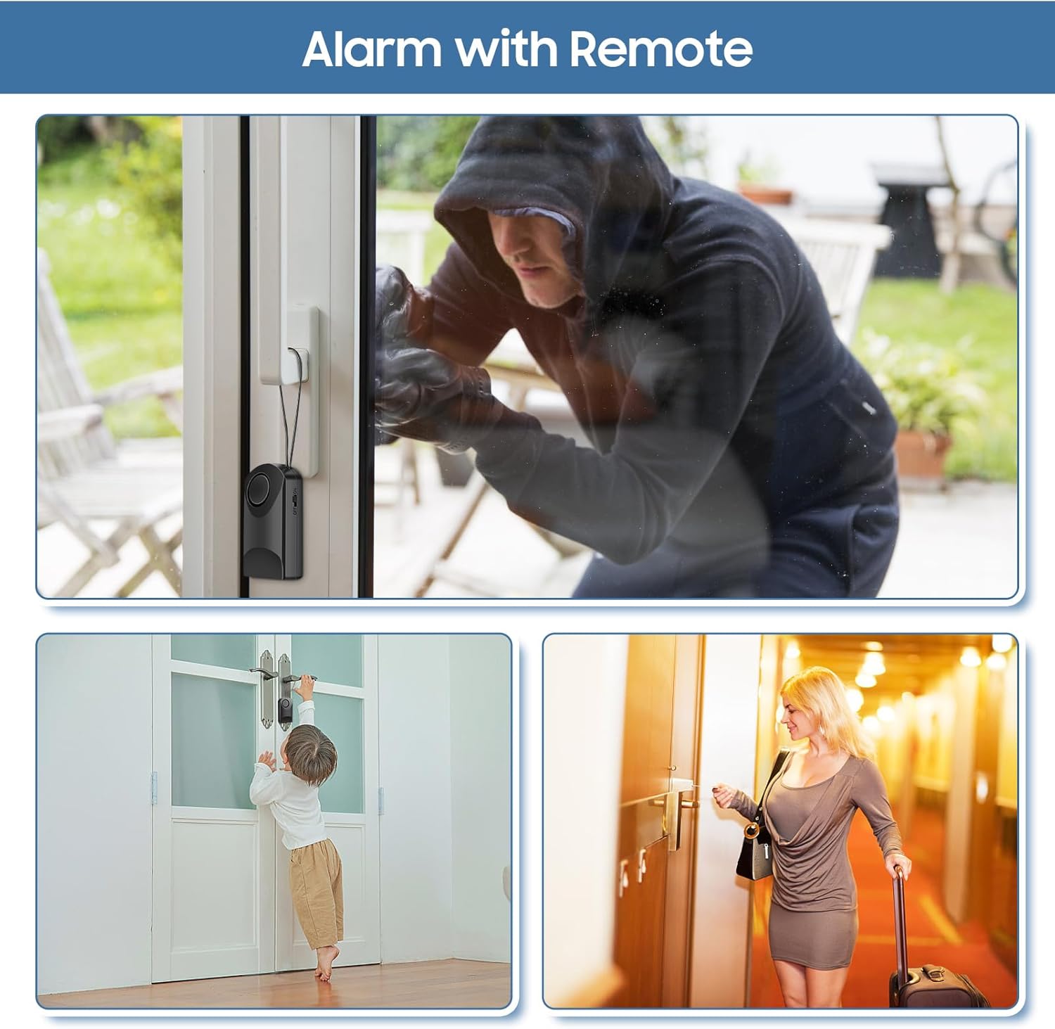 120db Touch Sensor, Door Handle Alarm, Anti Theft Vibration Triggered Portable Door Security Alarm for Doors for Kids, Toddler, Elderly, Hotel, Travel, Bedroom, Ghost