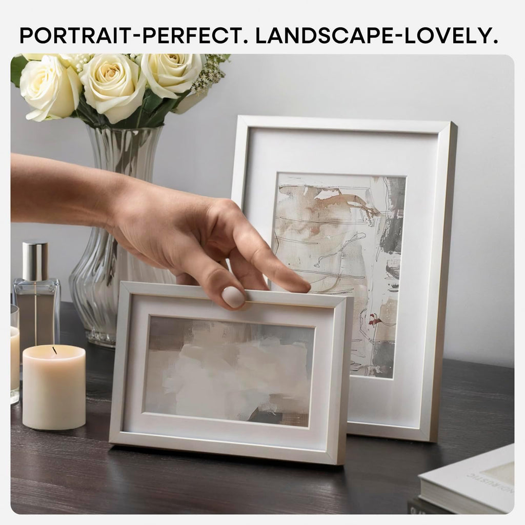Homeforia 8x24 Panoramic Frame Silver, High End Metal 8 x 24 Picture Frames without Mat, 24x8 Hanging Silver Poster Frames for Wall, 8by24 inch Display Photo Frames, Tempered Glass, Wall Kit, Set of 1