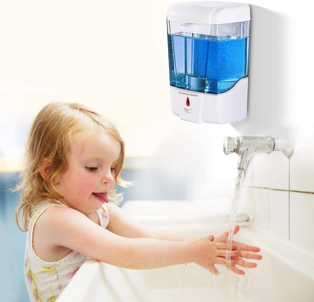 interhasa! Soap Dispenser, Touchless Hand Sanitizer Dispenser Wall Mount Automatic Kitchen Soap Dispenser for Commercial Home, Office, 600ml/20oz