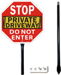 Stop Sign, Do Not Enter Private Driveway Sign with Stake, 36" Tall, 12" x 12", Reflective Aluminum