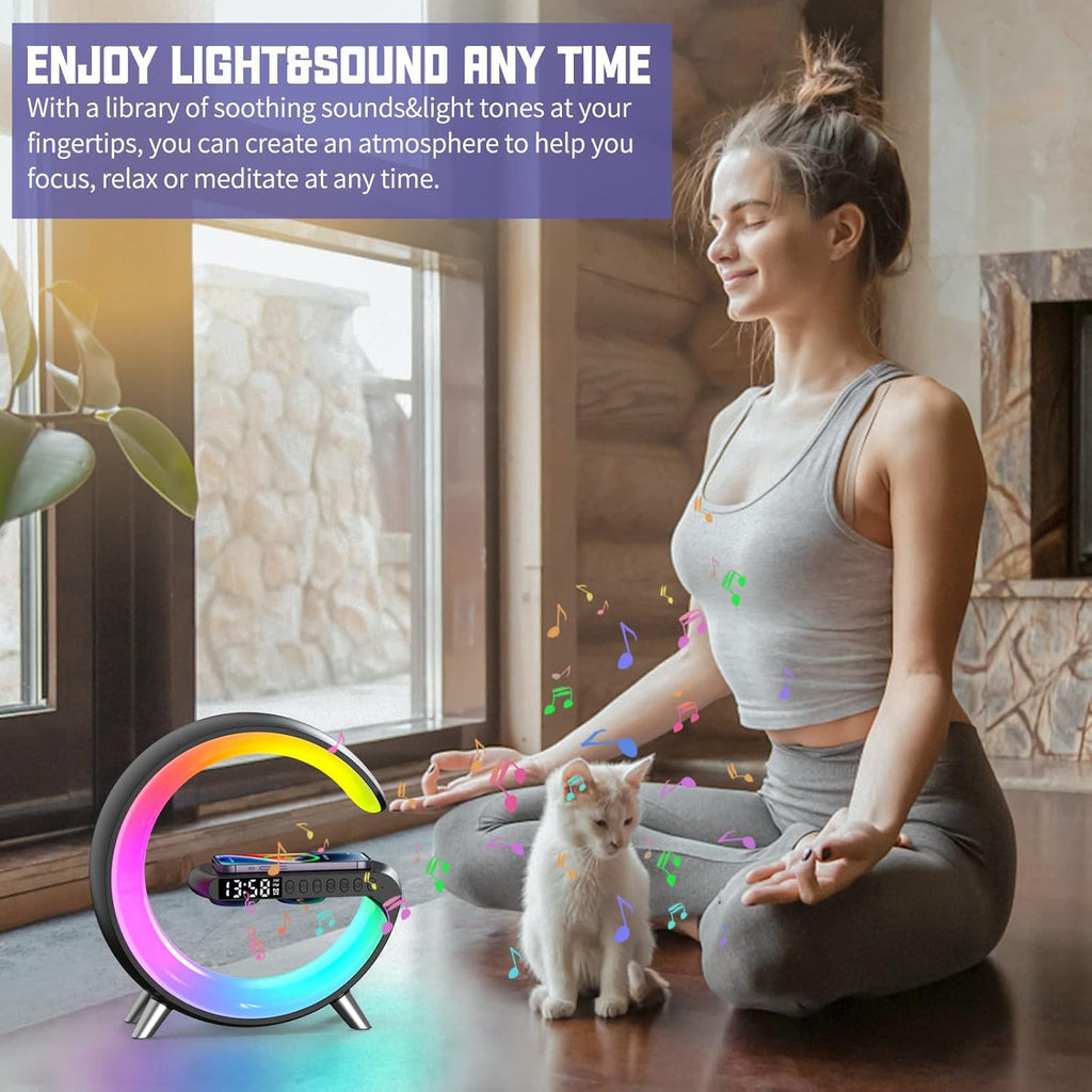 2026 New Smart Table Lamp with 4-in-1 Wireless Charger, Bluetooth Speaker, Alarm Clock, Night Light, App Control, for Bedroom, Office, Home Decor