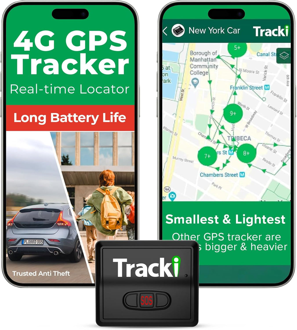 Tracki GPS Tracker for Vehicles, Car, Kids. Subscription Needed. US-Made Tech. 4G LTE GPS Tracking Device. Unlimited Distance, US & Worldwide. Small (Tracker) (Tracker 6-mo Subscription Incl.)