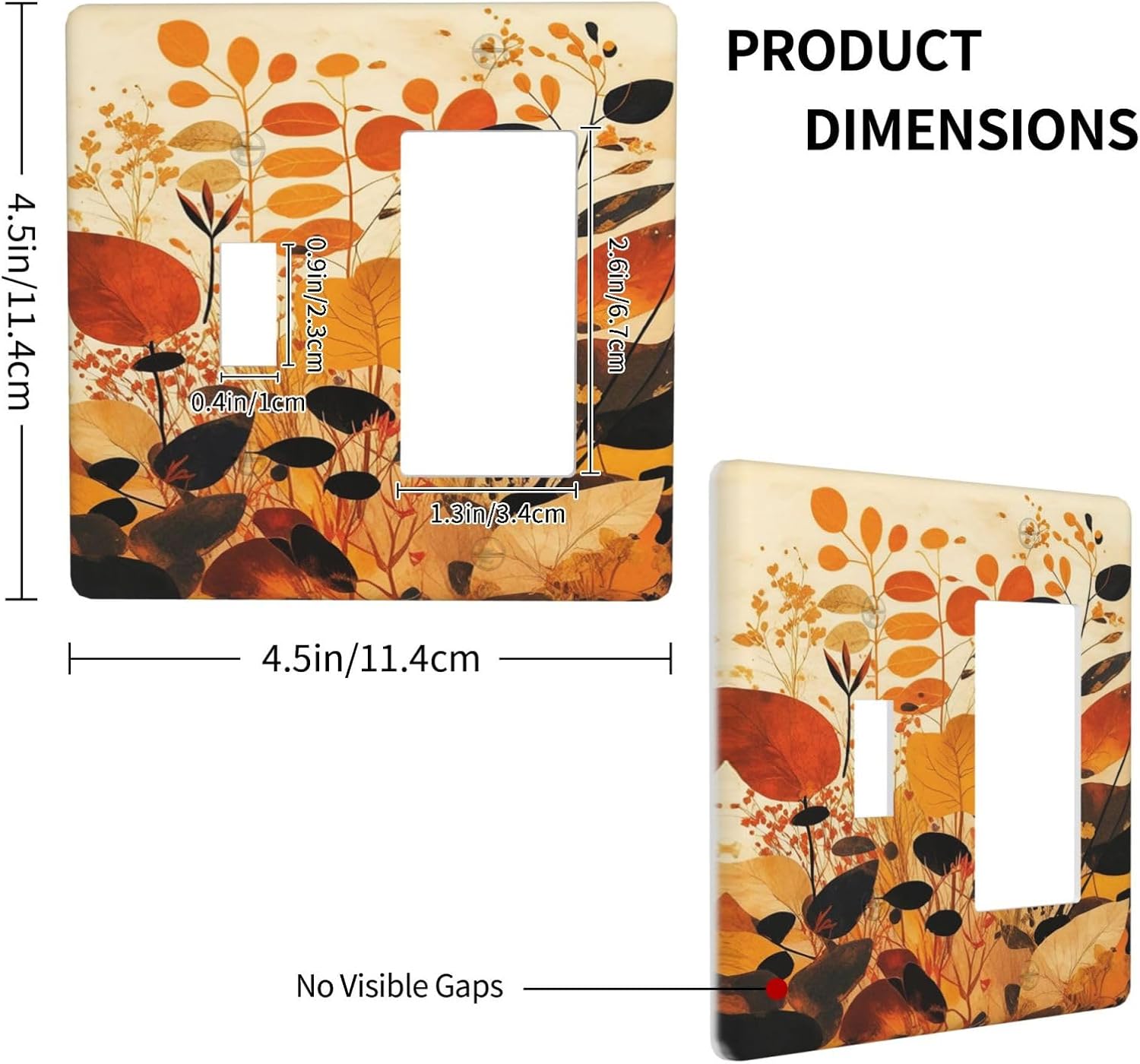 Outlet Covers Boho Warm Colorful Plant Leaves 1 Toggle 1 Rocker Combination Decorative Wall Plate Light Switch Cover Plate Electrical Switch Plates for Bedroom living Room Decor