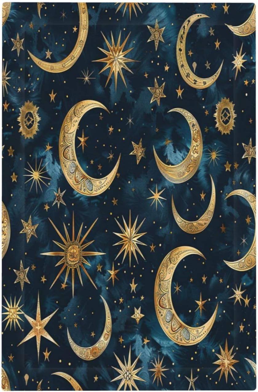 Light Switch Cover Plate Modern Abstract Sky Blue Gold Moon Sun Star 1 Gang No Device Blank Electrical Wall Plates Faceplate Decorative Switch Plate for Bedroom Kids room Decor