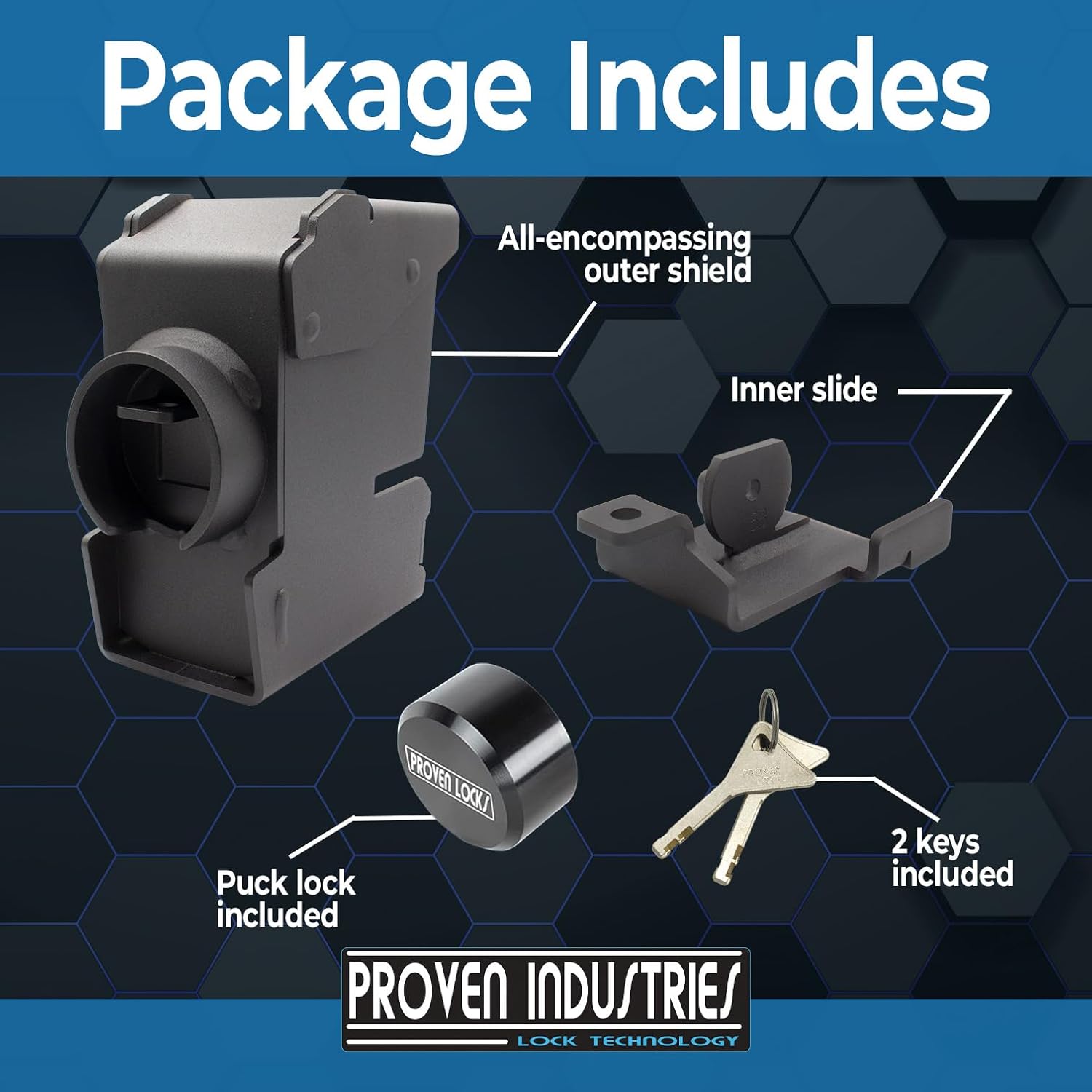 Proven Industries Model 2517-D1 Trailer Lock, Fits 2 5/16-Inch Demco Cast Trailer Couplers, Made in The USA (Black)