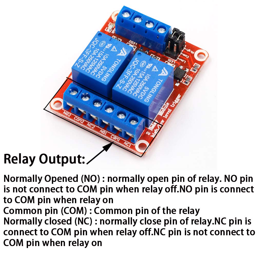 5PCS 2 Channel 5V Relay Module with Optocoupler High or Low Level Trigger Expansion Board for Raspberry Pi Arduino