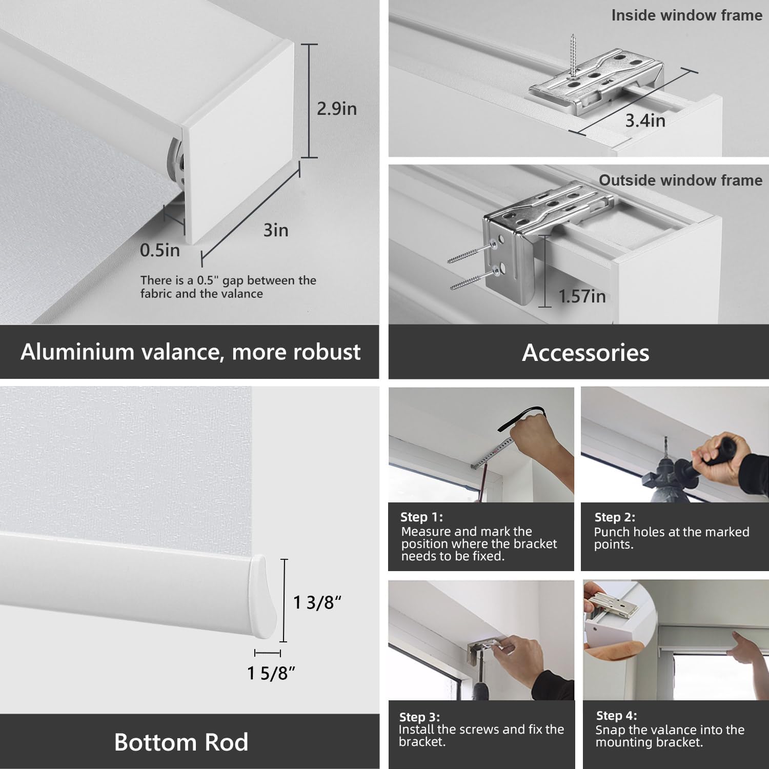 ZSTARR Motorized Smart Blind for Window,Automatic Blackout Roller Shade Compatible, with Remote Control, Child Safety Rechargeable Battery Blind with Valance,Customize (Cloud Colour)