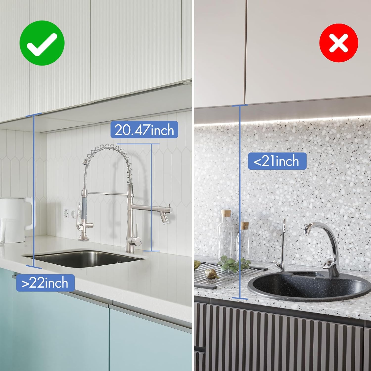 AIMADI Pull Down Kitchen Faucet with Sprayer,Commercial Single Handle Stainless Steel Brushed Nickel Kitchen Sink Faucet with LED Light