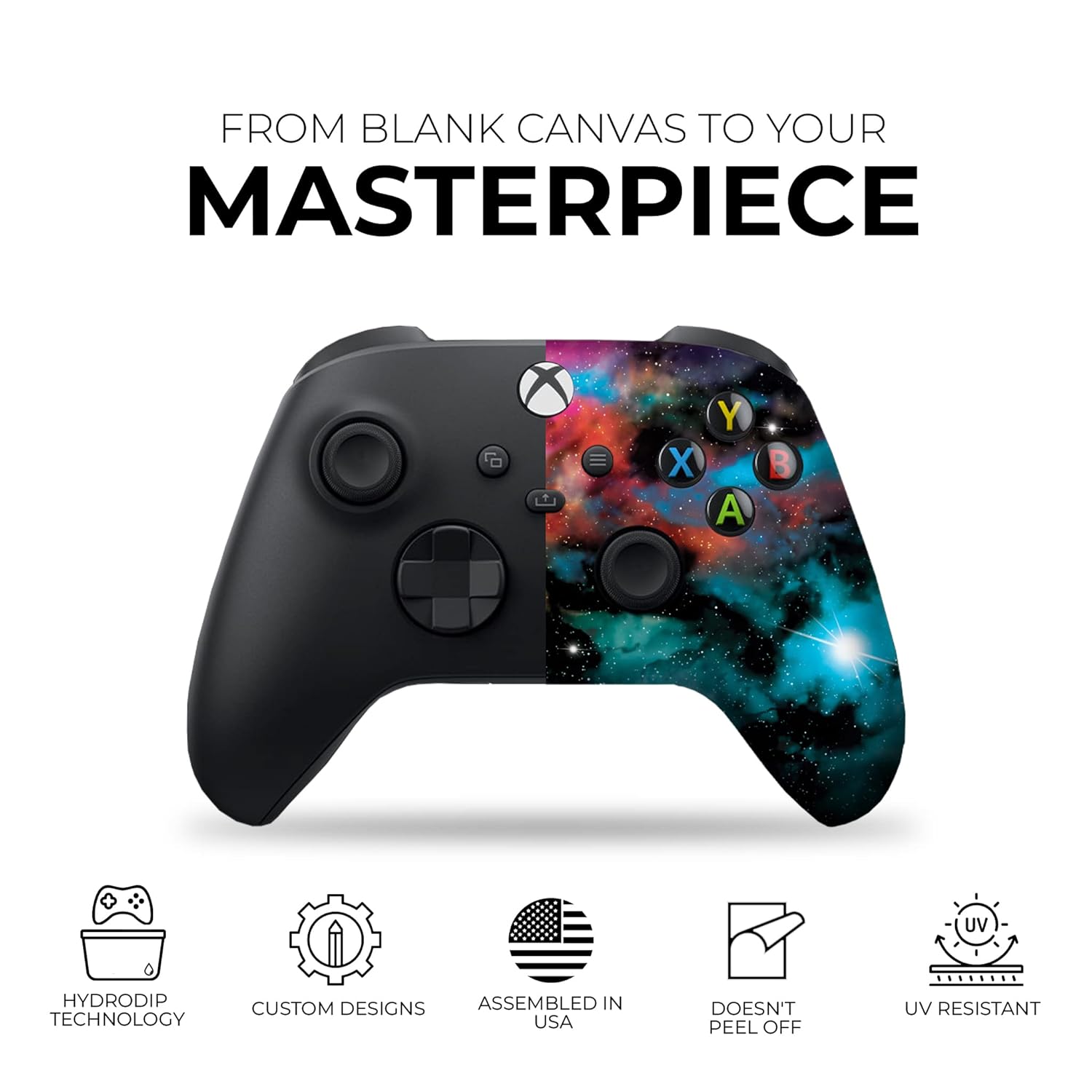 DreamController Galaxy Custom X-box Controller Wireless compatible with X-box One/X-box Series X/S Proudly Customized in USA with Permanent HYDRO-DIP Printing (NOT JUST A SKIN)