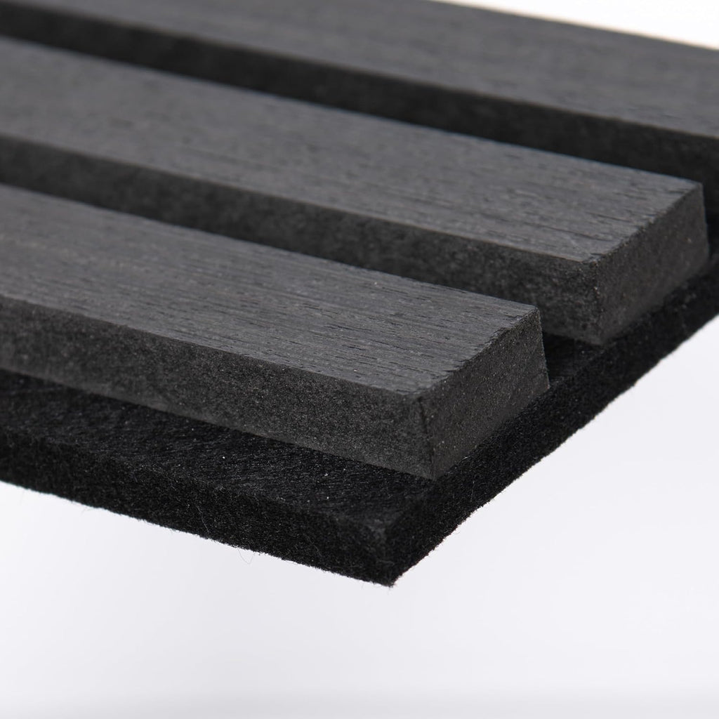 Sample Wood Salt Acoustic Wall Panels, Soundproof Wooden Wall Panels, 3D Fluted Sound Absorbing Panel, Dark Gray, Sample Pack