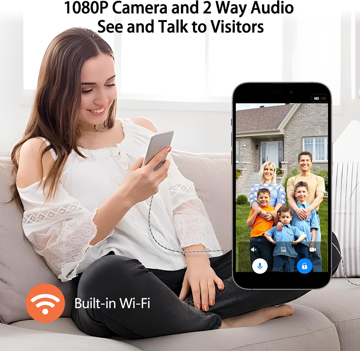 Video Smart Lock with Camera, 5 in 1 Keyless Entry Door Lock with App Control, Built-in WiFi Camera Deadbolt Lock for Front Door, Video Calling (Matte Black)