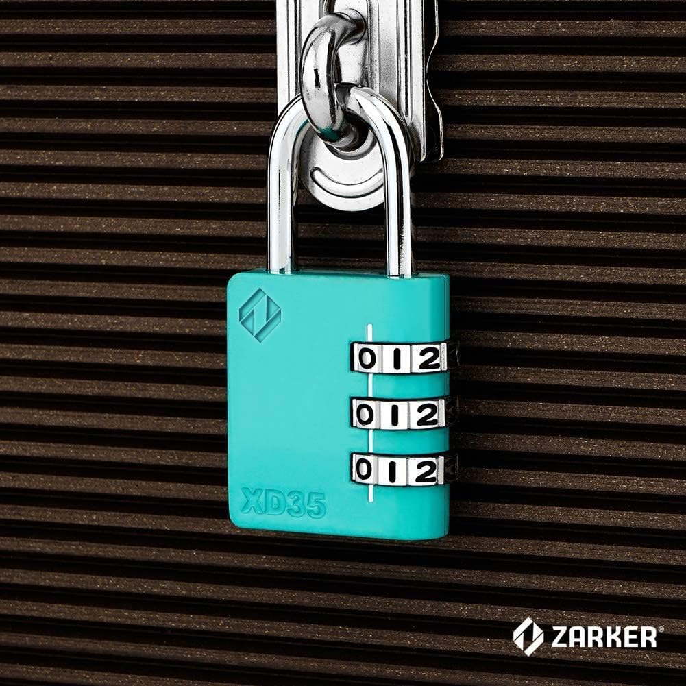 XD35 Combination Lock, 3-Digit Padlock for School, Gym, Sports Locker Lock, Fence, Toolbox, Case, Outdoor, Hasp Storage (1-Pack, Emerald)