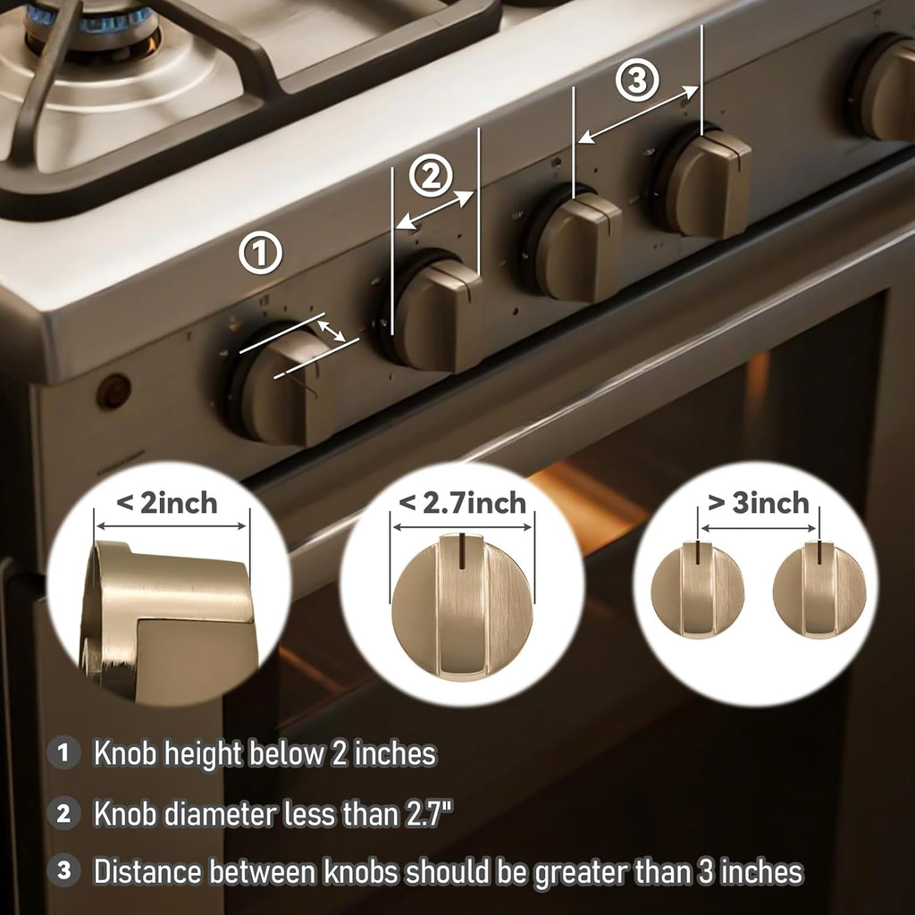Stove knob Safety Covers for Child Upgraded Unlock Universal Size with Adult Two-Finger, Dual-Key Press Gas Stove Knob Locks Water Resistant Oil Resistant and High Temperature Resistant（5+1 Pack.）