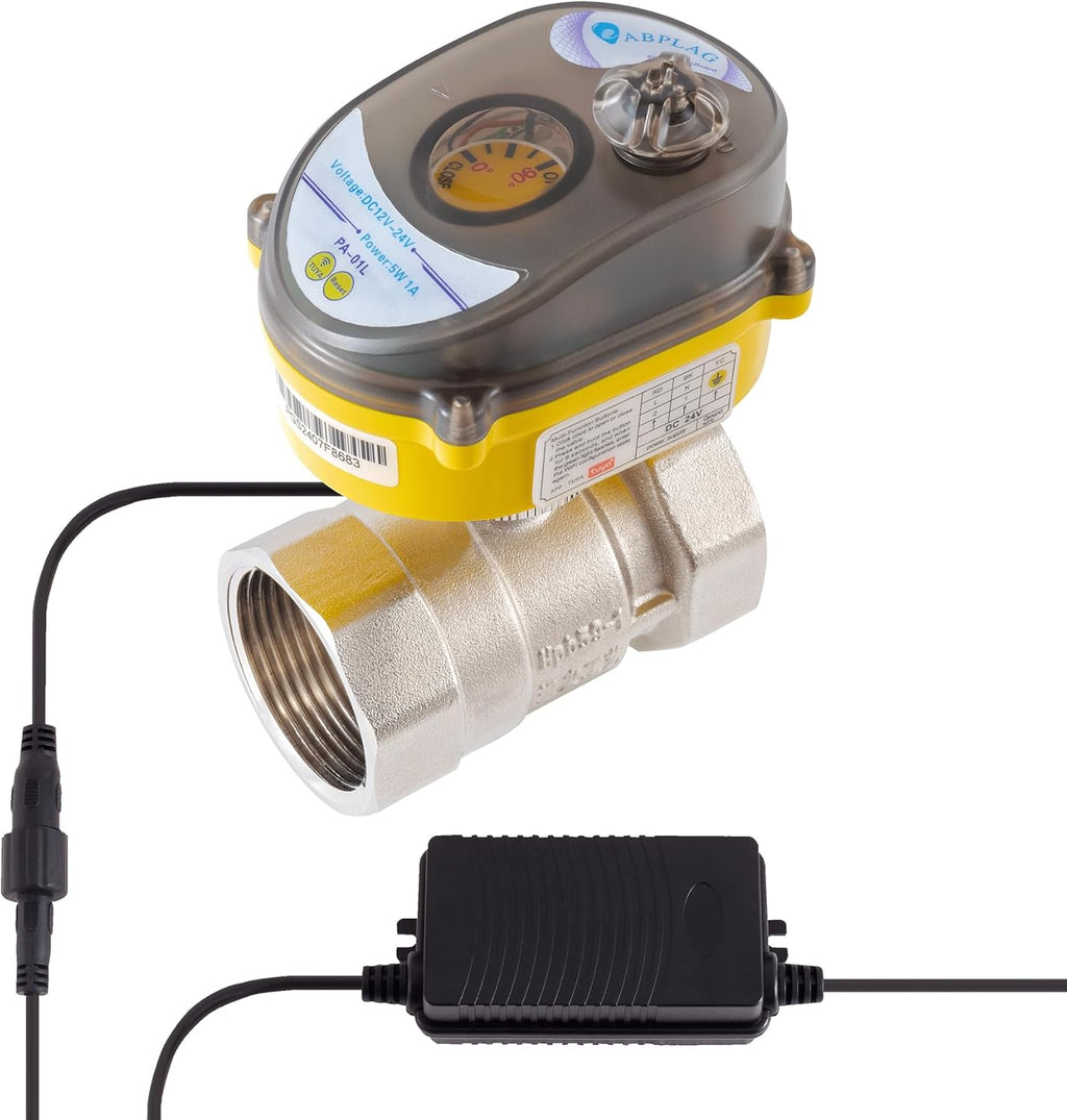 Smart Electric Ball Valve 3/4 inch Tuya APP Smart WiFi Water Shut-Off Valve, 24V Electric Actuator AC110V-230V Power Adapter and Automatic Return Water Setting. Smart Timing Water Valve DN20MM
