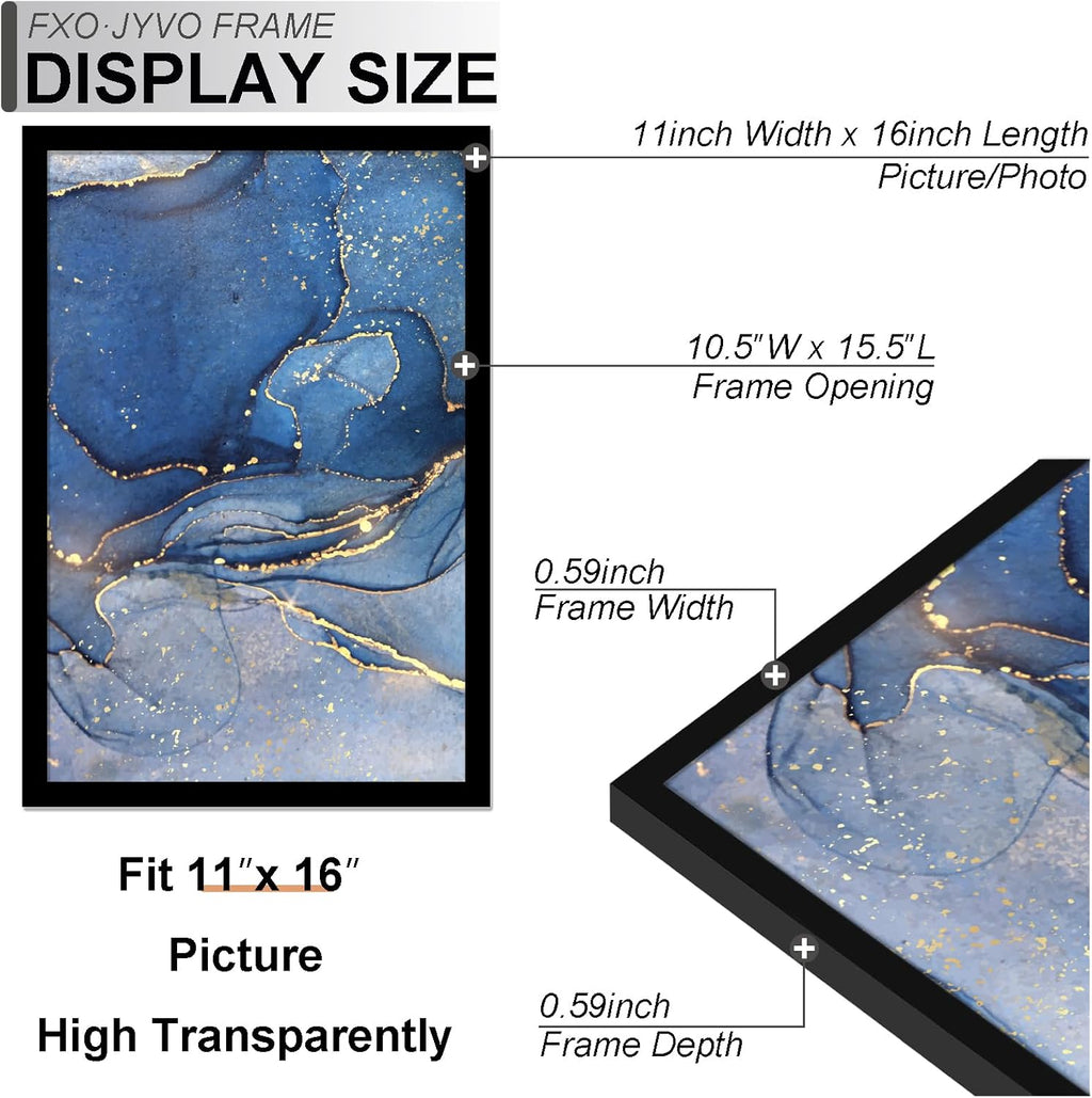11x16 Picture Frame Set of 6, Black Frame for 11 x 16 Inch Picture Poster Photo, Light Weight and High Transparent 11 by 16 Frame for Wall - 6 Pack/Black/11 x16