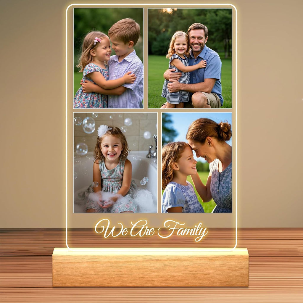 Personalized Picture Frames with Photo, Custom Photo Frame with Night Light, Customized Girlfriend Photo Gifts, Ideal Gift for Couples Anniversary Birthday Mom Dad Him Her