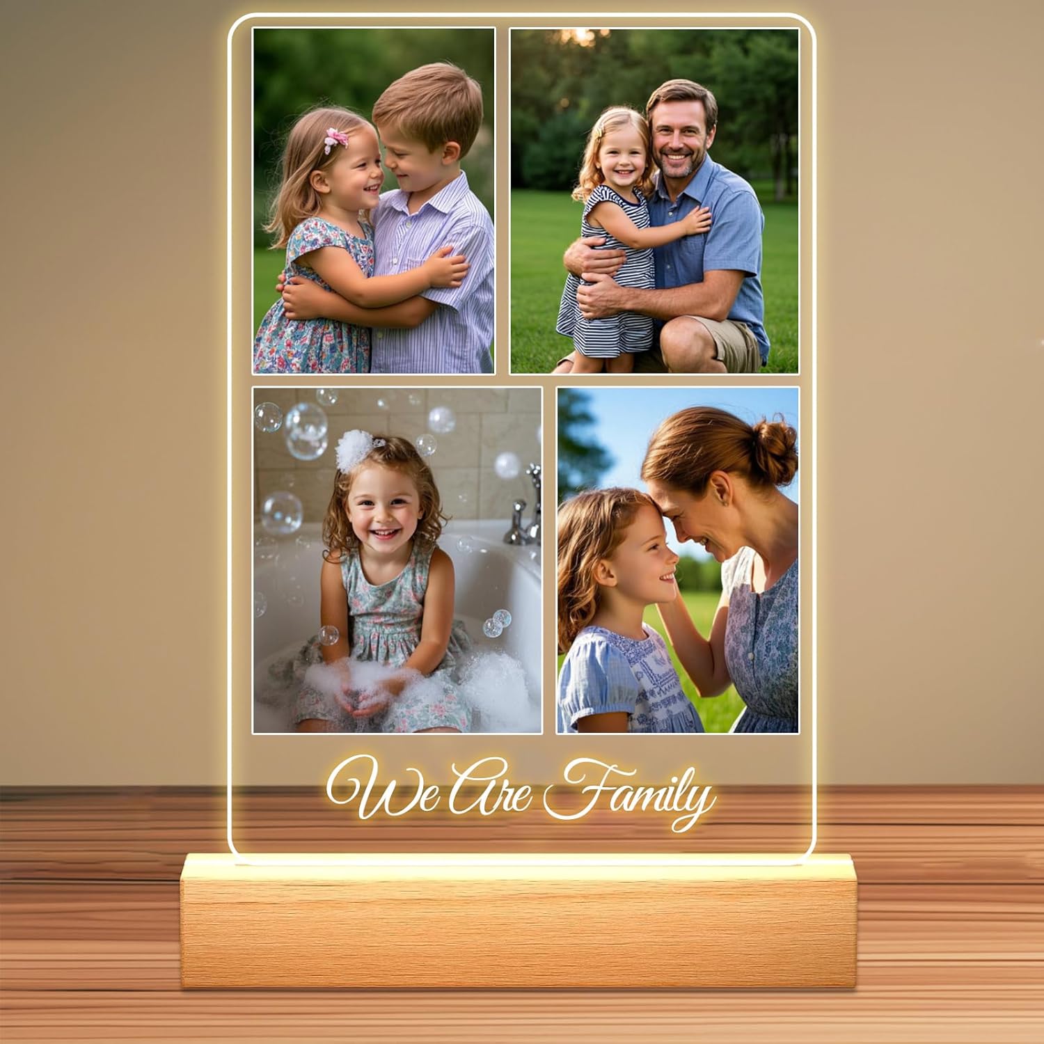 Personalized Picture Frames with Photo, Custom Photo Frame with Night Light, Customized Girlfriend Photo Gifts, Ideal Gift for Couples Anniversary Birthday Mom Dad Him Her