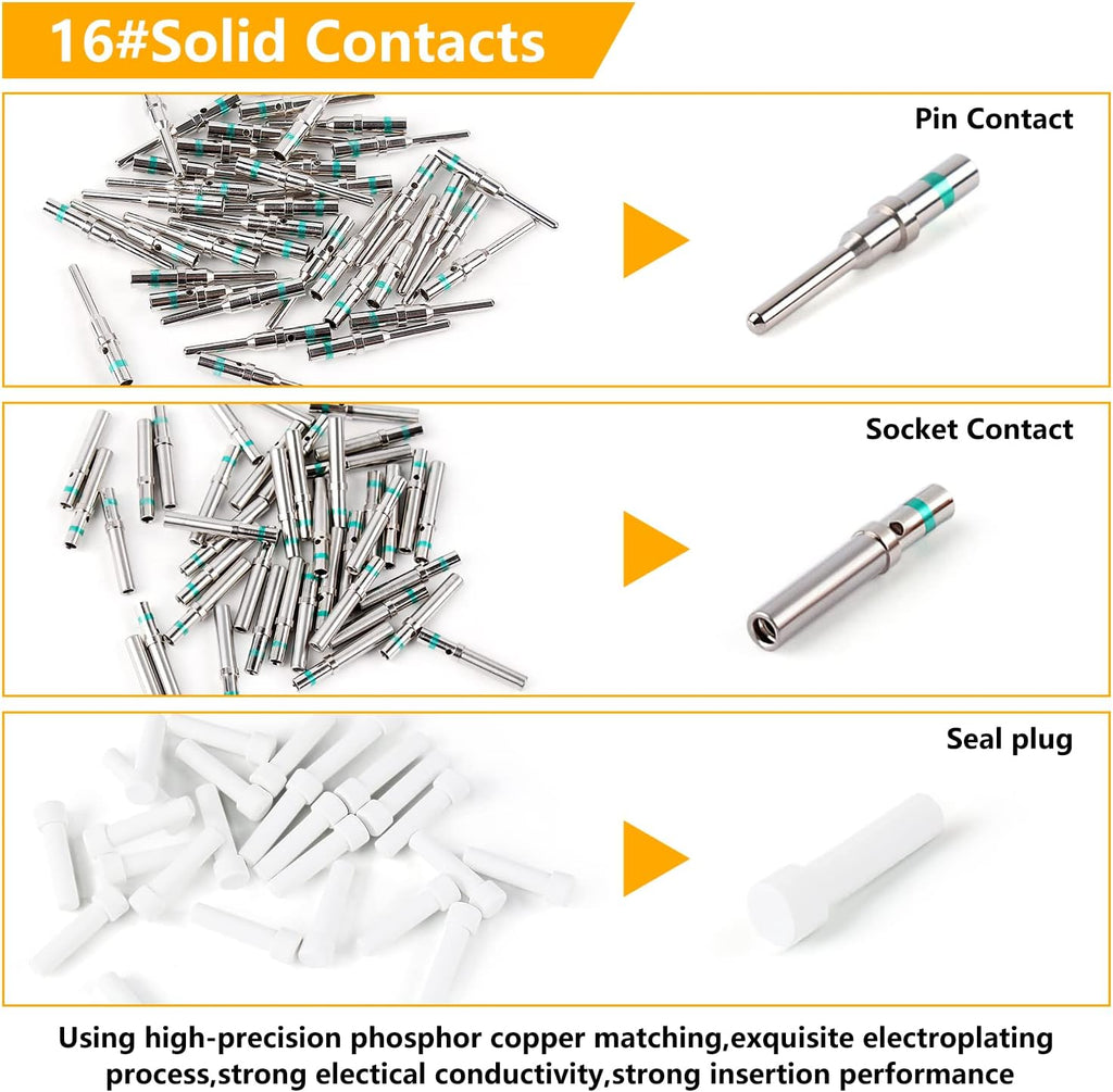 Knoweasy 338pcs DT Deutsch Connector Kit - 2/3/4/6/8/12 Pin Connectors, Deutsch Crimping Tool, Removal Tool, Waterproof Automotive Electrical Connector