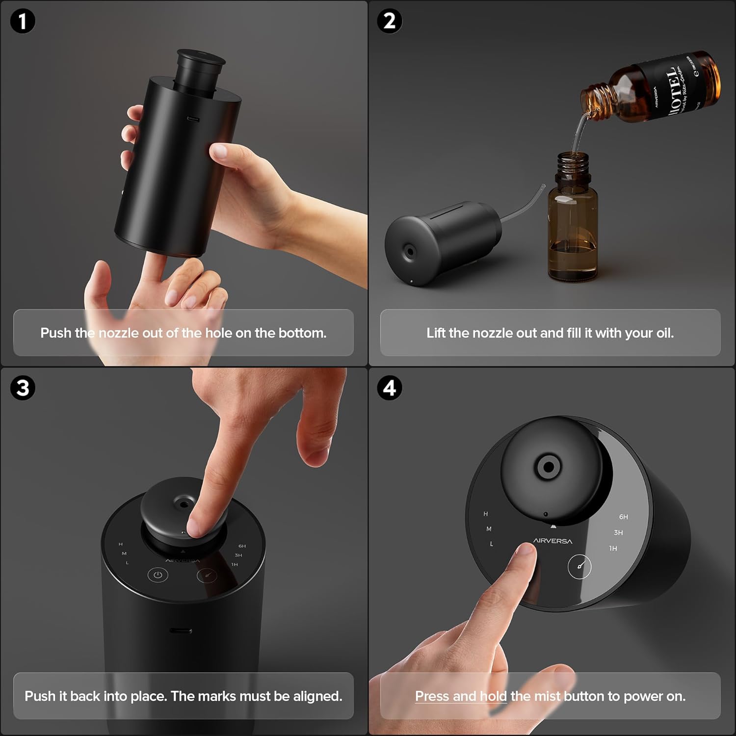 Waterless Essential Oil Diffuser Starter Kit with 30mL Hotel Scent Fragrance Oil Inspired by Ritz-C., Battery Operated Premium Portable Mini Scent Air Machine for Home Car Office, Desert Titanium ANX