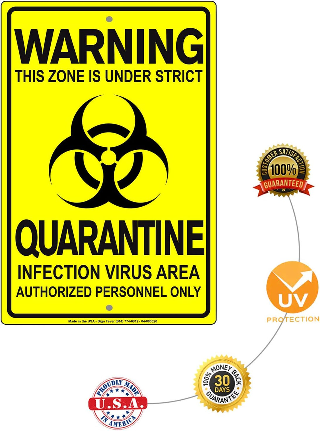 Details About This Zone is Under Strict Quarantine Infection Disease Area Display Warning Notice Outdoor Unique Aluminum Metal Sign 8"x12"
