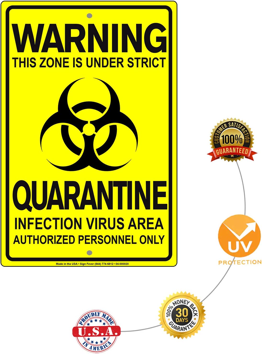 Details About This Zone is Under Strict Quarantine Infection Disease Area Display Warning Notice Outdoor Unique Aluminum Metal Sign 8"x12"