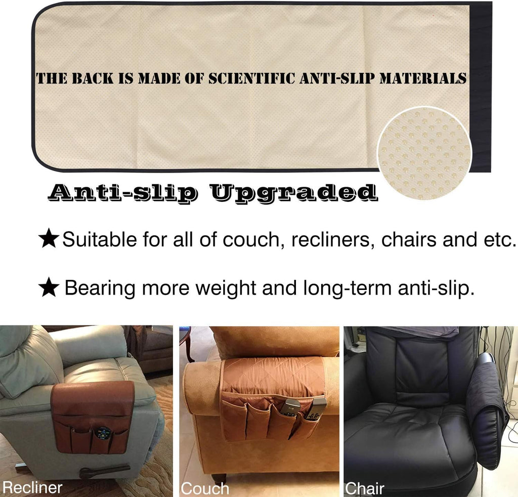 Teniux Armrest Organizer Non-Slip Remote Control Holder with 5 Pockets Couch Sofa Chair Armchair Caddy for Smart Phone, Book, Magazines, Ipad (Black)