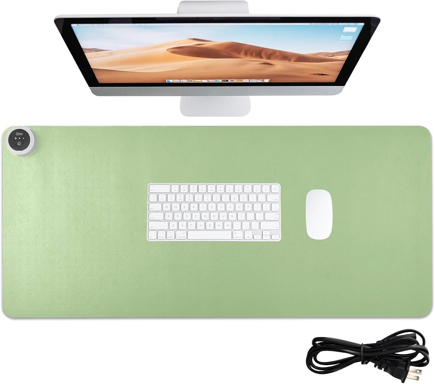 Green Heated Desk Pad Mouse Pad 31.5x13 Inch PU Leather Desk Mat with 3 Heat Levels Large Mouse Gaming Computer Laptop Mat