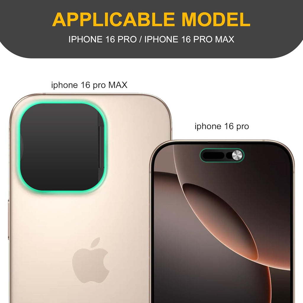 3 Pack Privacy Cover Compatible for iPhone 16 Pro/iPhone 16 Pro Max with 2 Front Camera Privacy Cover, Anti-Spy Camera Cover, Easy-Adhesive Design, Safeguard on iPhone 16 Pro/16 Pro Max. Black