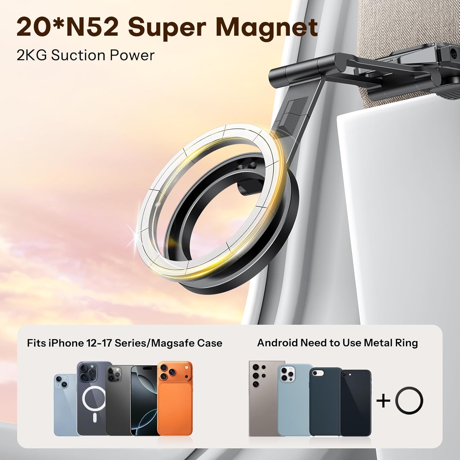 OMOTON 360°Rotating for MagSafe Tripod, New Upgrade with 1/4" Screw Arca, Adjustable Magnetic Phone Tripod for iPhone 17/16/15 Pro Max Air, Foldable Selfie Stick Fits Vlog, Gym, Travel Essentials