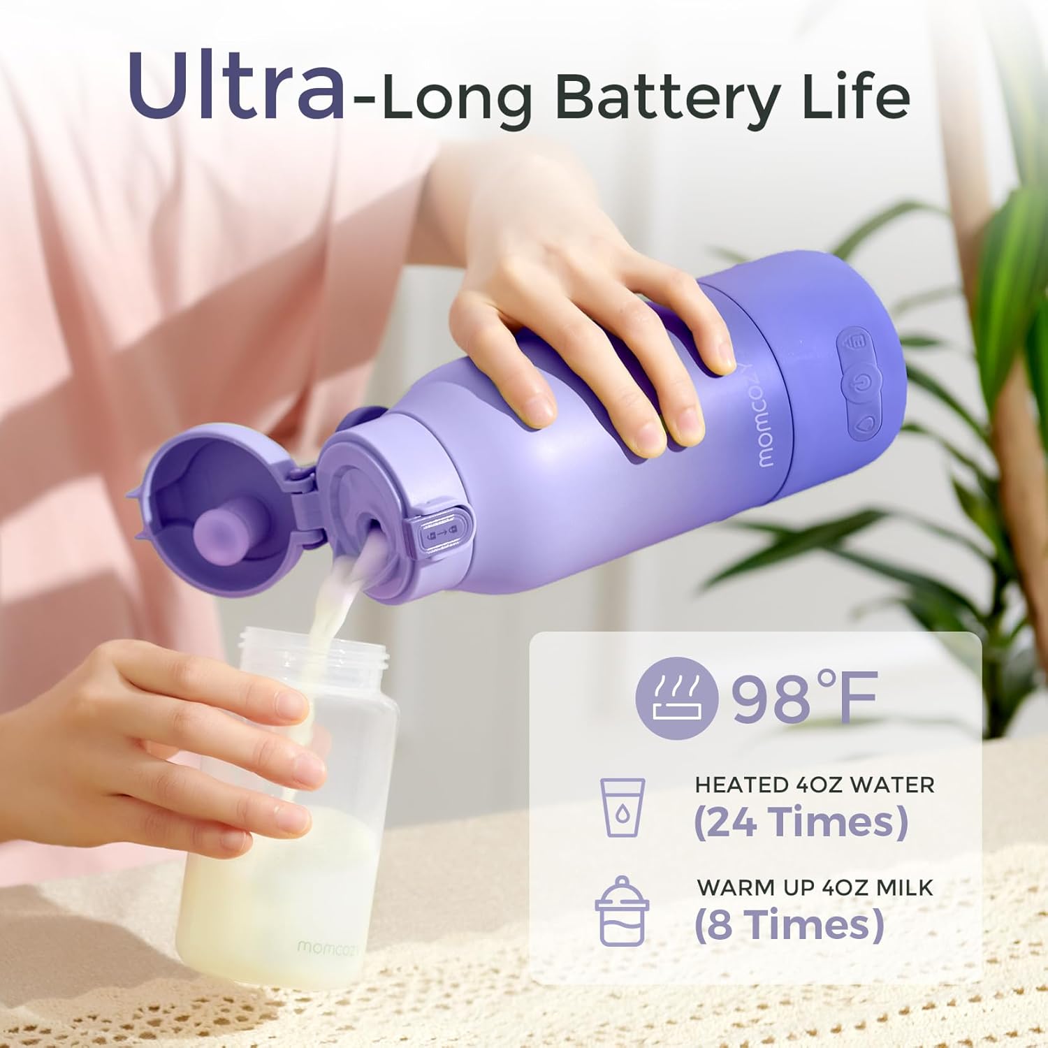 Momcozy Portable Milk Warmer for Travel – Dual Heating Modes for Breast Milk & Water, Portable Bottle Warmer with Fast Heating & Long Battery Life, 17 Ounces Large Capacity to Meet Your All-Day Needs