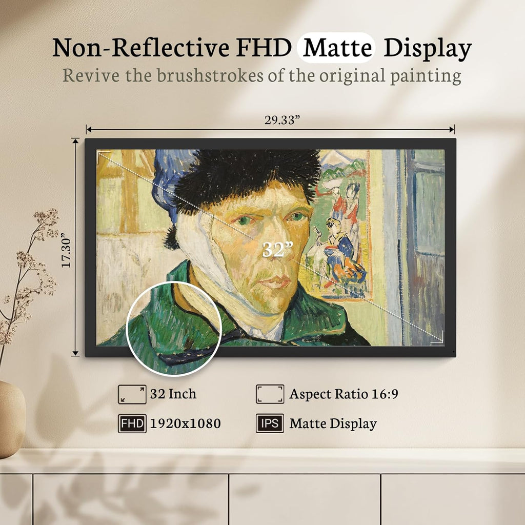 BSIMB Large Digital Picture Frame 32 Inch, 64GB 1920x1080 FHD WiFi Digital Photo Frame Electronic Display, Wall Mount Included, Share Pictures/Videos via App Easy Setup Gifts for Mom(Non-Touch), Black