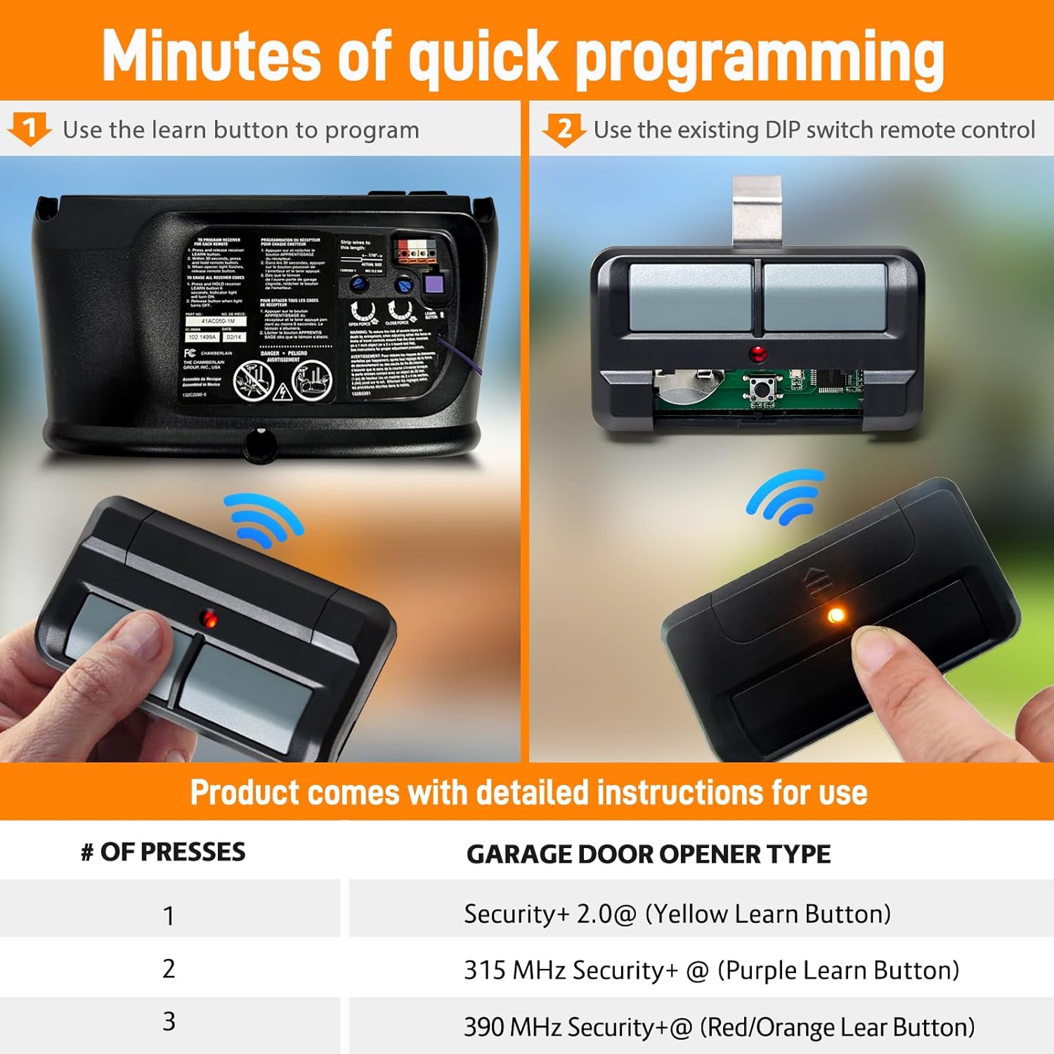 892LT for Liftmaster Garage Door Opener Remote, Garage Door Remote for Chamberlain, Craftsman, 2-Button Security+ 2.0 Learning Remote Control Replaces 811lm 361lm 61lm- 1Pack