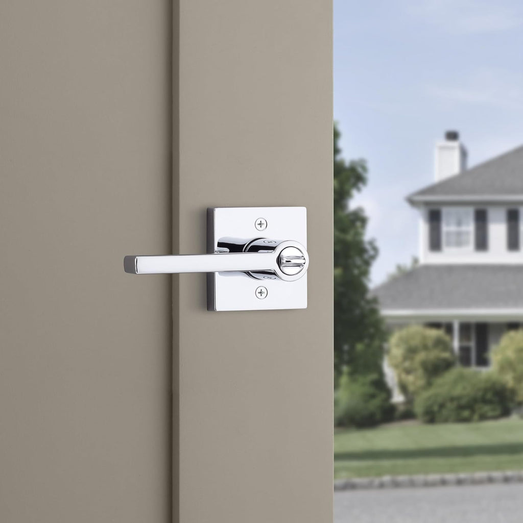 Kwikset Halifax Entry Door Handle with Lock and Key, Secure Keyed Reversible Lever Exterior, for Front Entrance and Bedrooms, Polished Chrome, 10 Pack, Pick Resistant SmartKey Rekey Security