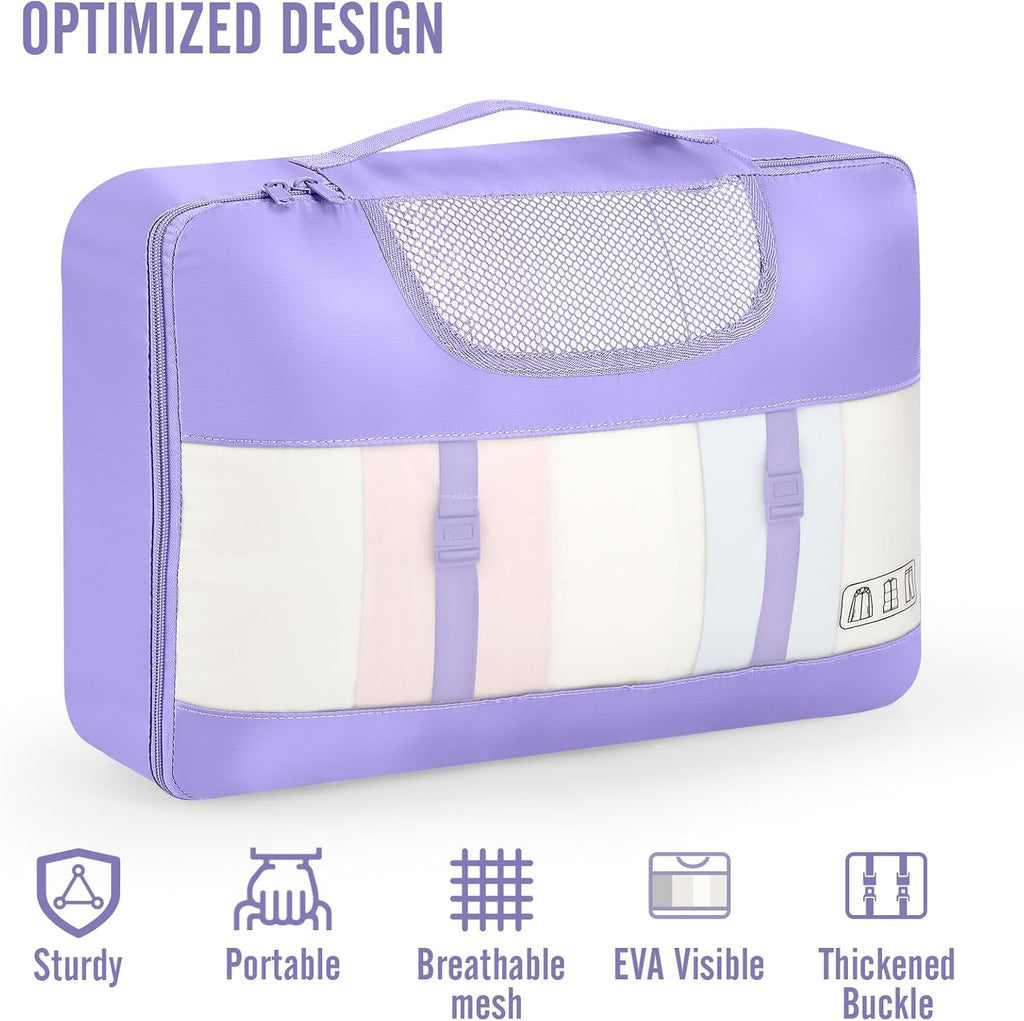 Veken 8 Set Packing Cubes for Travel Essentials, Suitcase Organizer Bags in 4 Sizes, Carry-On Luggage Accessories with Large Laundry & Hanging Toiletry Bag, Must-Have for Airplane, Road Trip & Camping