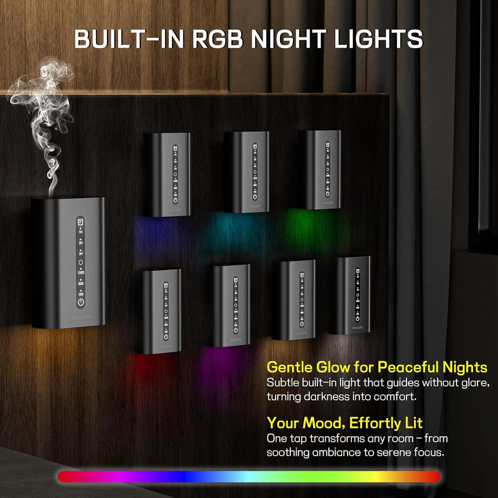 Smart Plug in Diffuser, Waterless Scent Diffusers for Home Cover Up to 800 Sq. Ft with 3 Mist Levels & Timers, Waterless Essential Oil Diffuser with RGB Lighting for Home, Office