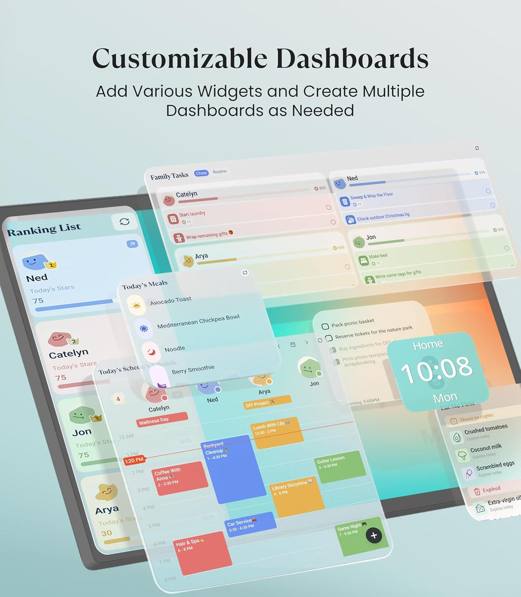 Cozyla Digital Calendar+ 2: 32 inch Wall Planner Touch Screen Chore Chart Customize Dashboard Smart Electronic Calendar for Family Schedules Meal Planner Support Any Google Play App Wall Mount Black