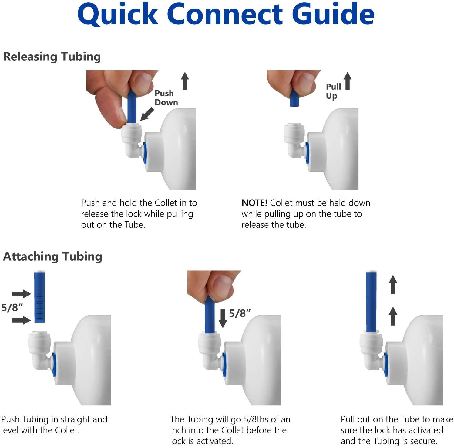 Inline Shut Off Ball Valve 3/8 inch OD Tubing&Hose&Pipe Use Plastic Quick Connect Fittings for Water Purifier RODI System (Pack of 5)