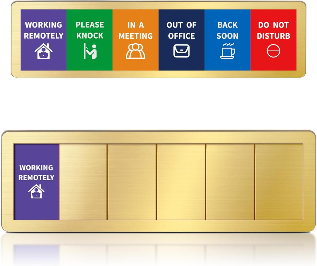 Office Door Signs-6 Options Door Signs In A Meeting Sign/Out Of Office/Do Not Disturb/Working From Home/Please Knock/Back Soon Privacy Slider Sign for Meeting & Conference Room