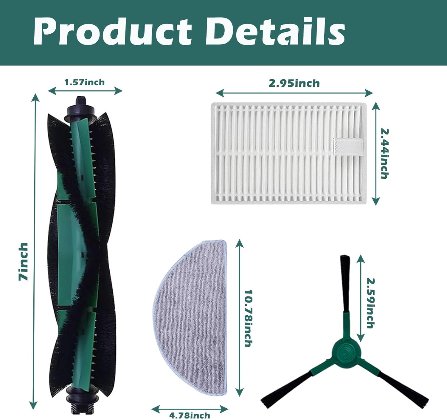 19 Pcs Replacement Parts for iRobot Roomba Combo Essential Q0120 Y0140 Q0520 Y0110 Y0120 Y0142 Q011 Robot Vacuum Cleaner Accessories，2 Roller Brushes，4 Filters，4 Mop pads，8 Side Brushes