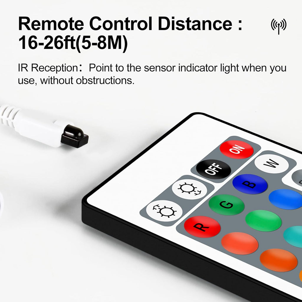 RGBZONE Mini 4 PIN LED Controller, 24 Keys IR Wireless Remote Control, DC 5V-24V RGB LED Light Strips Controller for SMD 3528 5050 5630 Light Strips