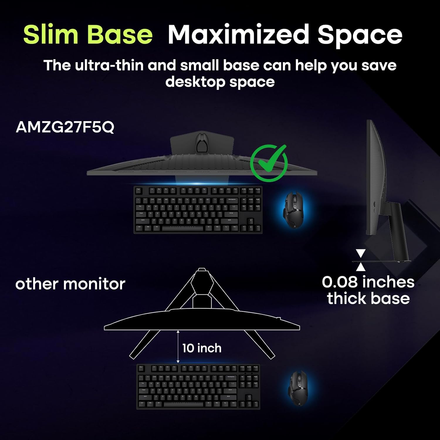 Amzfast 27 Inch 200Hz Gaming Monitor, WQHD 2k 2560 x 1440p Monitor, Built-in Speakers, 1ms G-SYNC Compatible, HDR400,132% sRGB, VESA 100x100 Fast IPS Monitor with HDMI 2.0 x 2 & DP 1.4 x 2, AMZG27F5Q